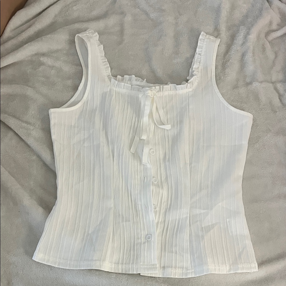 Elegant White Button-Down Tank Top